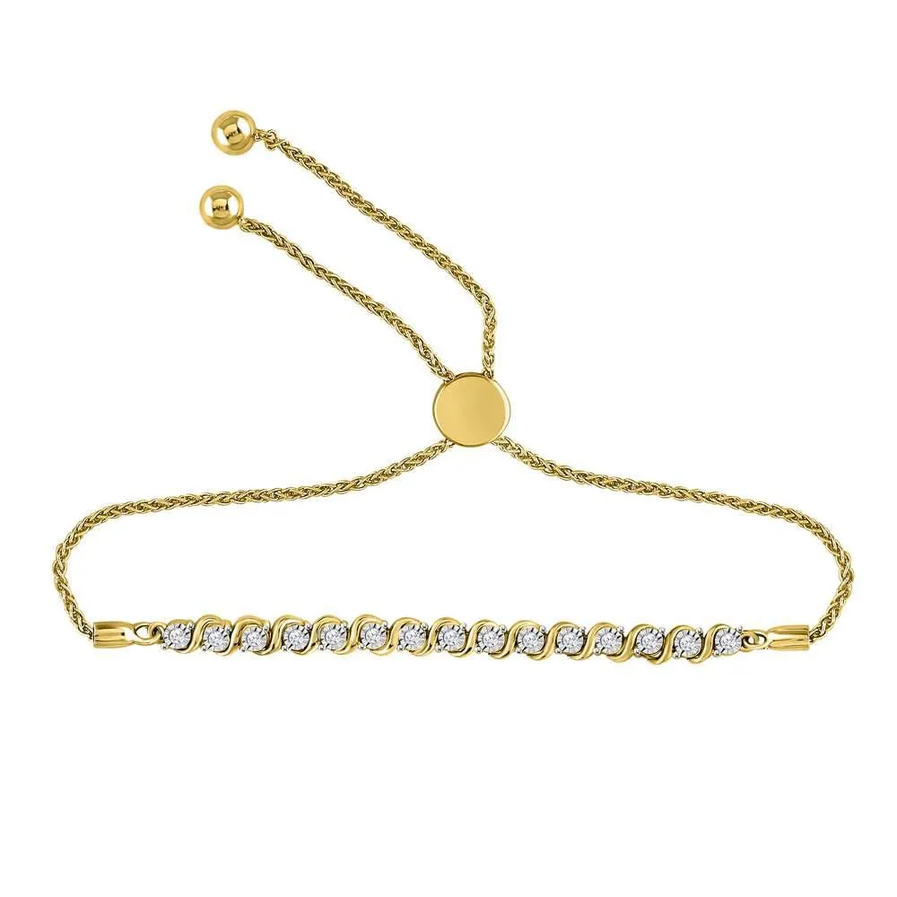 10K Yellow Gold Diamond Tennis Bolo Bracelet