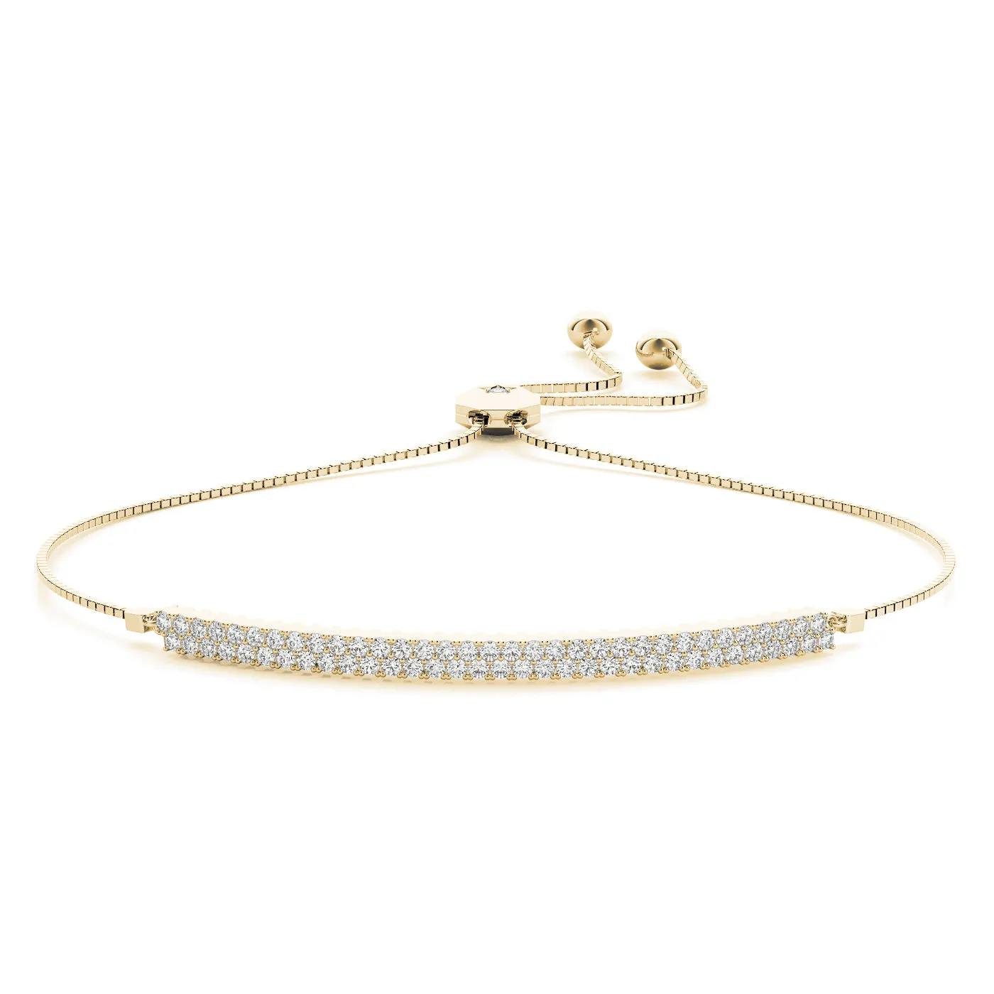 14k Double Row Diamond Bolo Bracelet