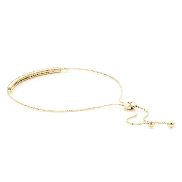 14k Double Row Diamond Bolo Bracelet