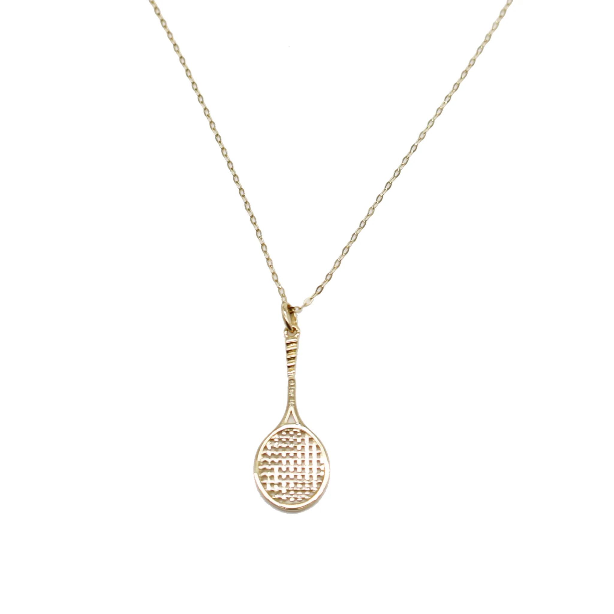 14K Gold Tennis Racquet Necklace
