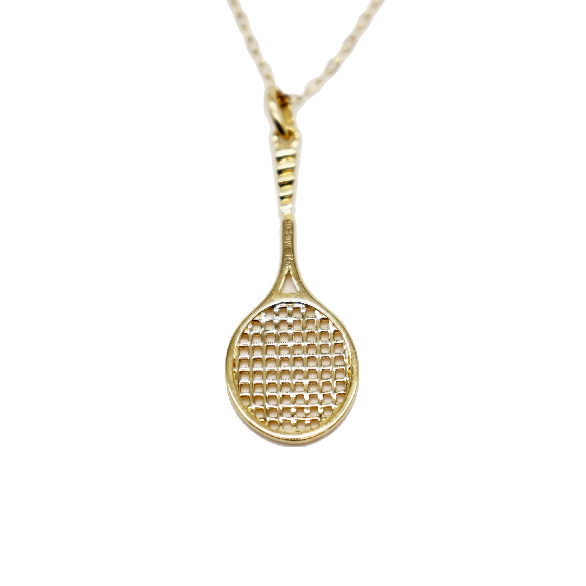 14K Gold Tennis Racquet Necklace