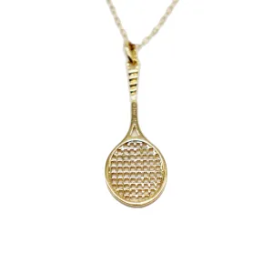 14K Gold Tennis Racquet Necklace