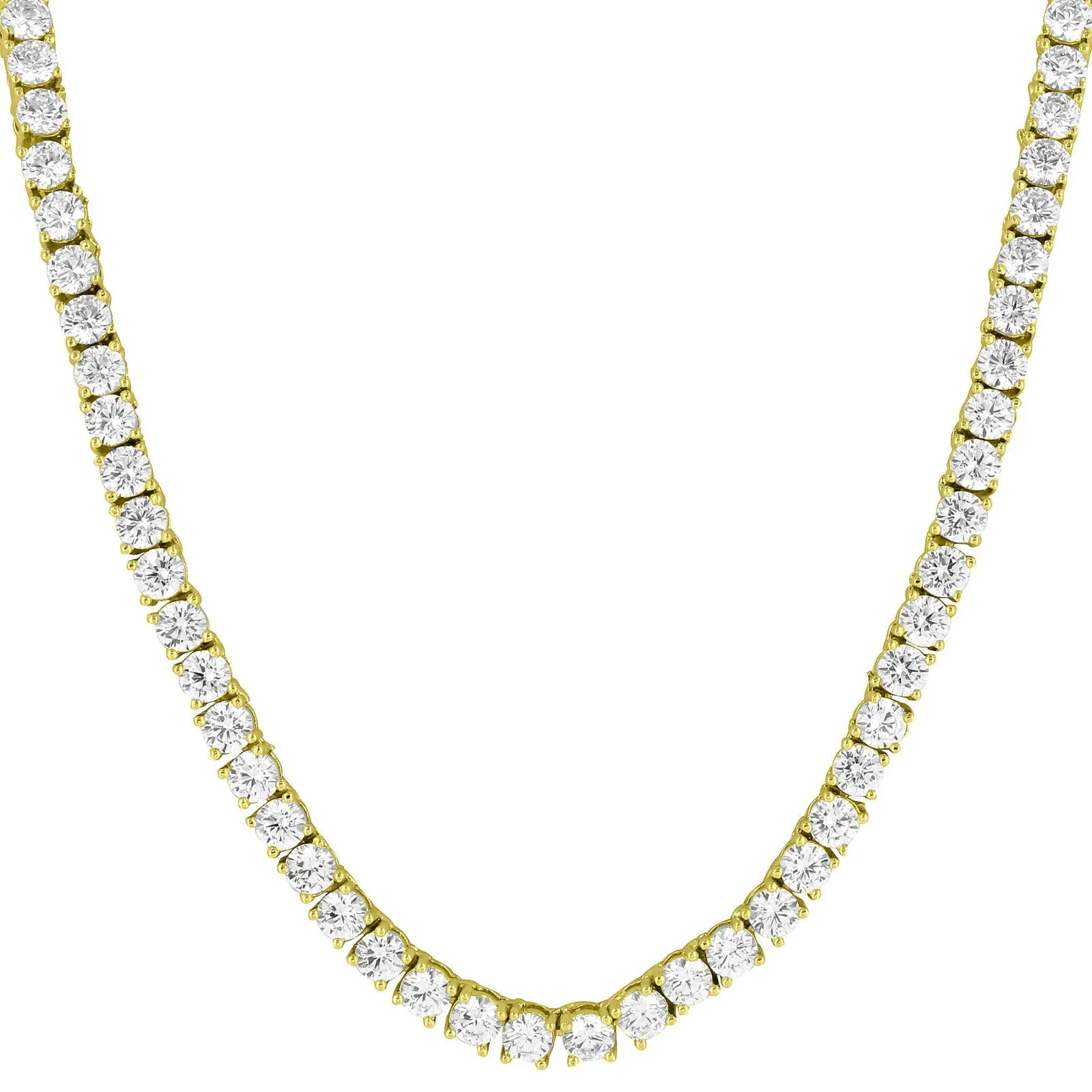 14k Gold Tone 4mm Tennis Solitaire Necklace 18"-24"