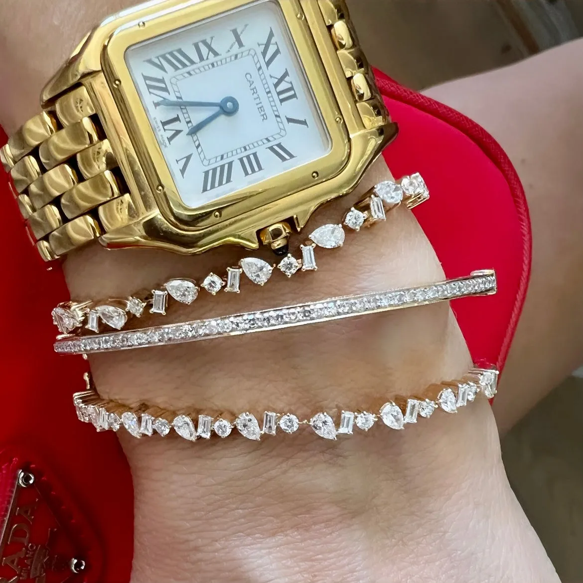 14KT Gold Mixed Shaped Diamond Bangle Bracelet