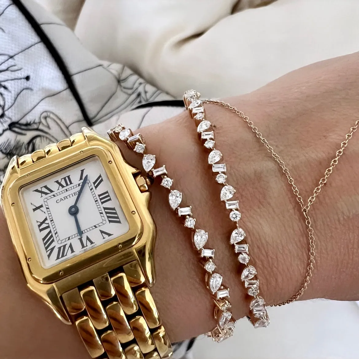 14KT Gold Mixed Shaped Diamond Bangle Bracelet