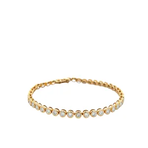 14KT Yellow Gold 1CT Bezel Set Tennis Bracelet