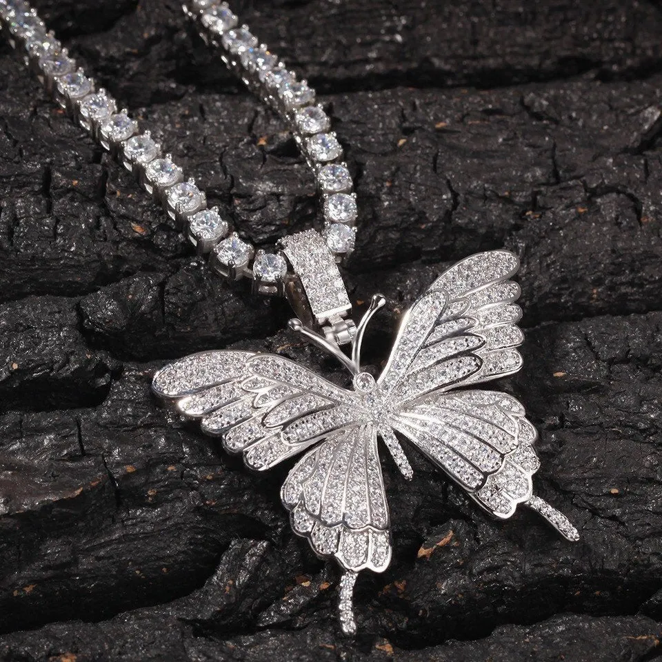 3 piece SET tennis butterfly choker , bling butterfly , butterfly tennis necklace, 4mm tennis necklace and cz butterfly pendant ,