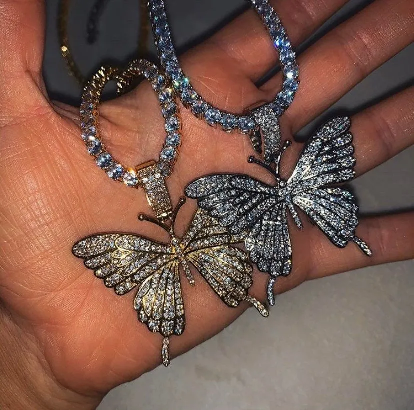 3 piece SET tennis butterfly choker , bling butterfly , butterfly tennis necklace, 4mm tennis necklace and cz butterfly pendant ,