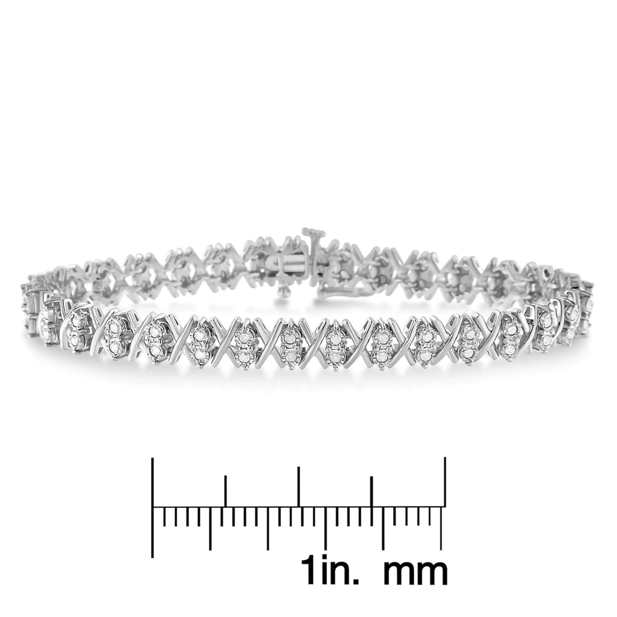 .925 Sterling Silver 1.0 Cttw Diamond Tennis Bracelet with Miracle-Set 66 Rose-Cut Stones 7