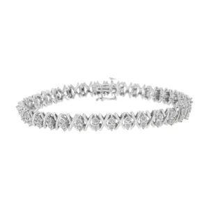 .925 Sterling Silver 1.0 Cttw Diamond Tennis Bracelet with Miracle-Set 66 Rose-Cut Stones 7
