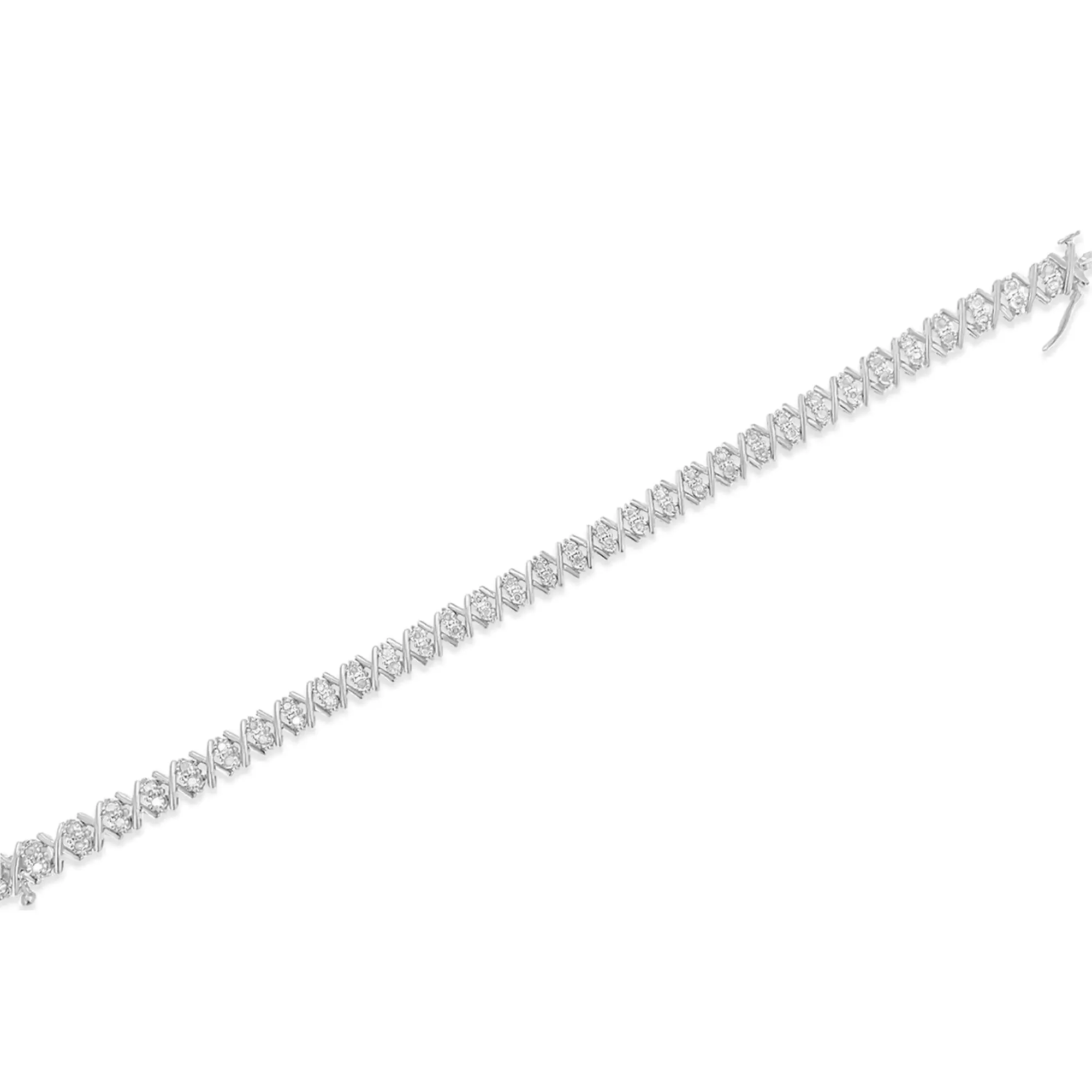 .925 Sterling Silver 1.0 Cttw Diamond Tennis Bracelet with Miracle-Set 66 Rose-Cut Stones 7