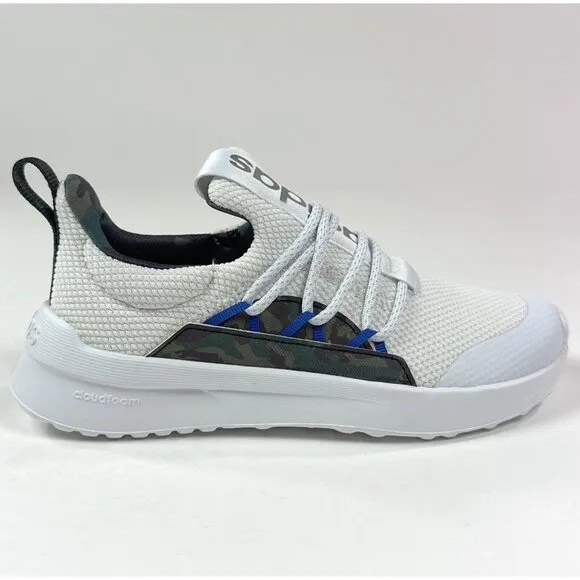 Adidas Lite Racer Adapt 5.0 Kids Size 2 White Camo Low Shoes Sneakers GW7156