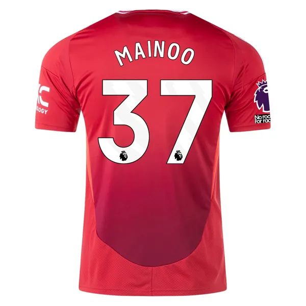 adidas Manchester United Kobbie Mainoo Home Jersey w/ EPL   No Room For Racism 24/25 (MUFC Red)