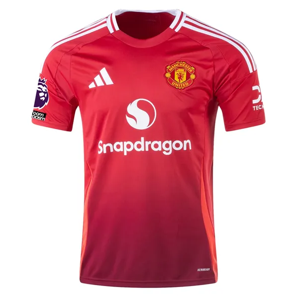 adidas Manchester United Kobbie Mainoo Home Jersey w/ EPL   No Room For Racism 24/25 (MUFC Red)