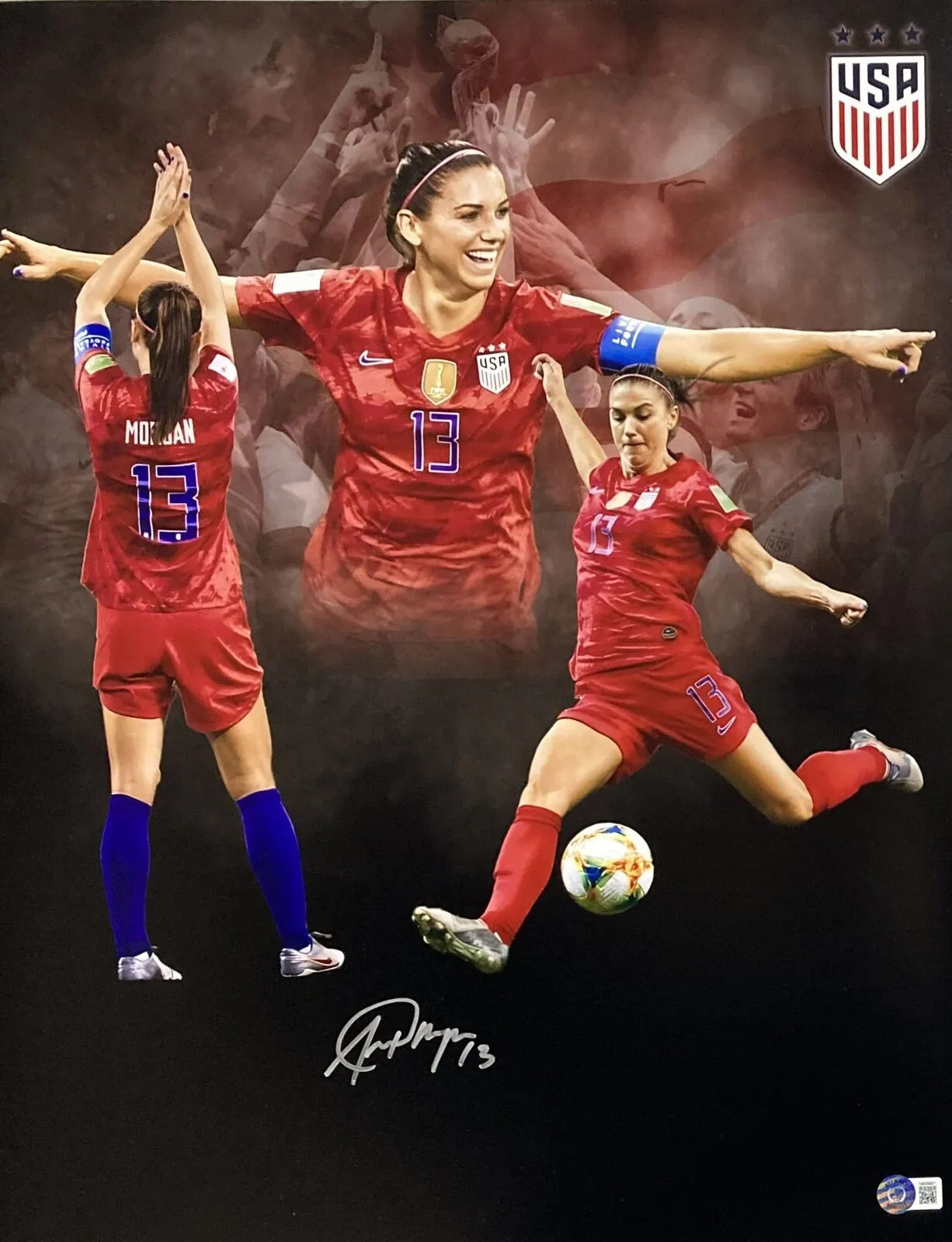 Alex Morgan Signed 16x20 USA Women's Soccer Collage Photo BAS ITP