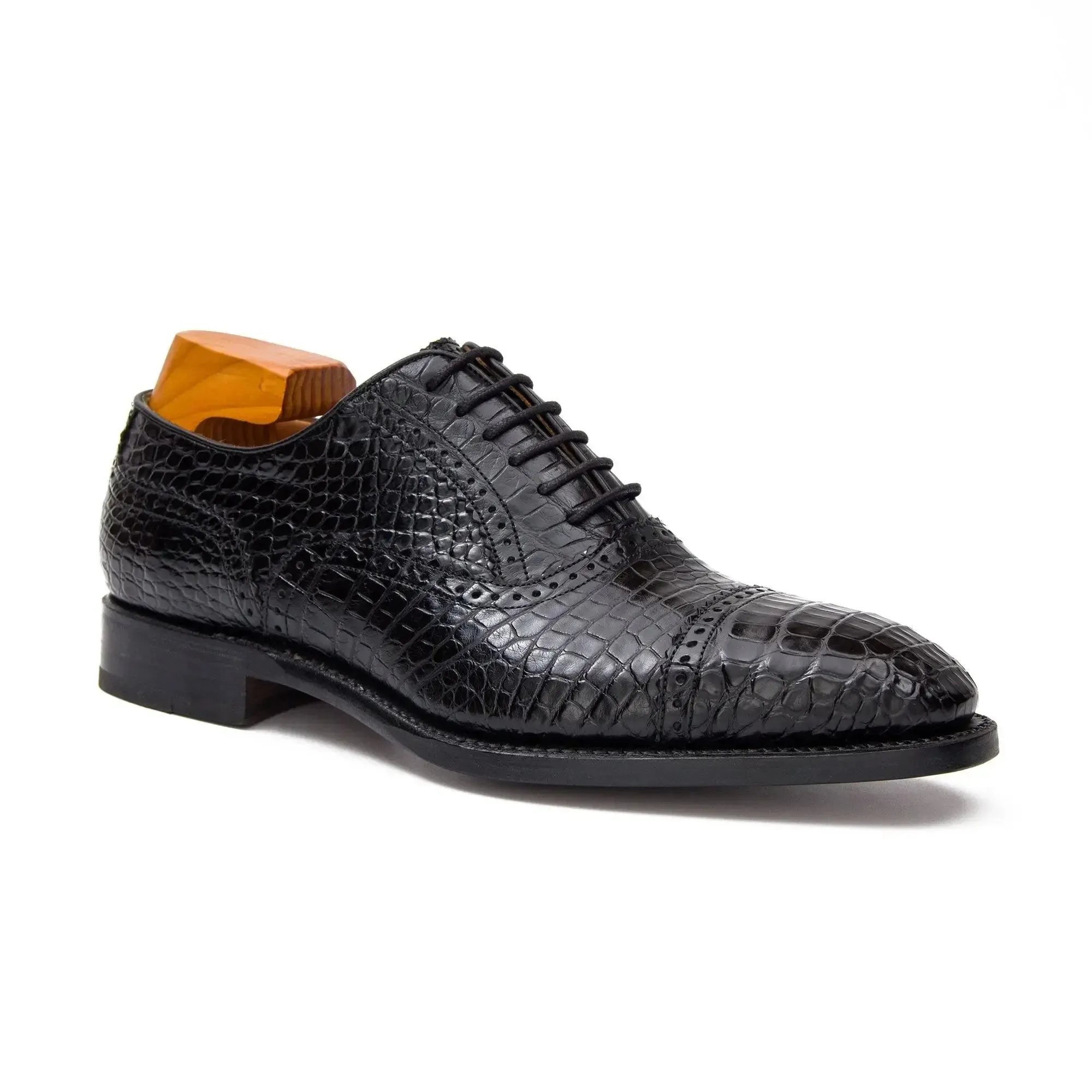 Alligator Skin Oxford Shoes Black