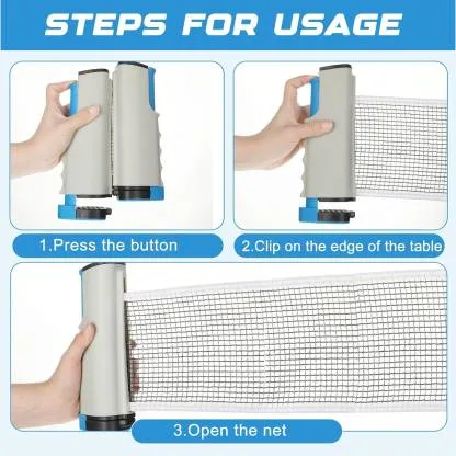 ALYV Retractable Table-Tennis Net with Adjustable Length and Push Clamps Portable Table Tennis Net