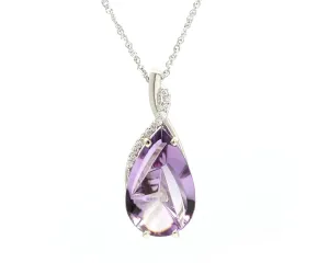 Amethyst Carved Teardrop Twist Diamond Necklace