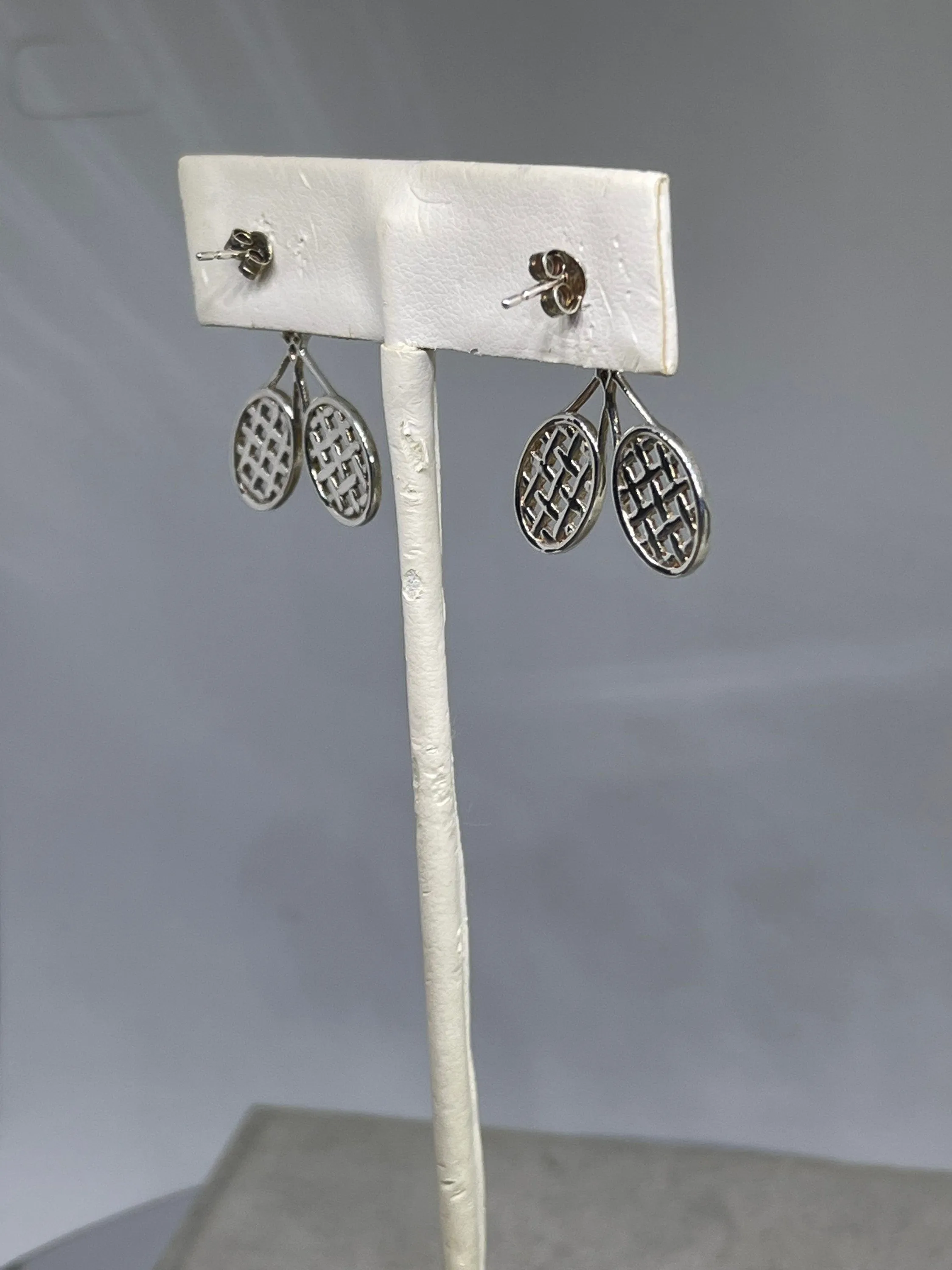 Amethyst Sterling Silver Tennis Dangle Earrings