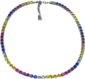 Astrid & Miyu Multicoloured Rainbow Crystal Tennis Choker Necklace