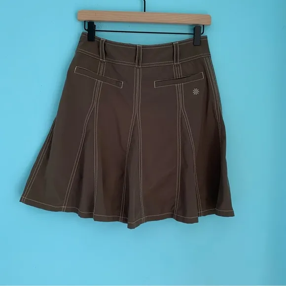 Athleta Whatever Active Stretch A-Line Mini Hiking Athletic Skort 0 Brown Rare
