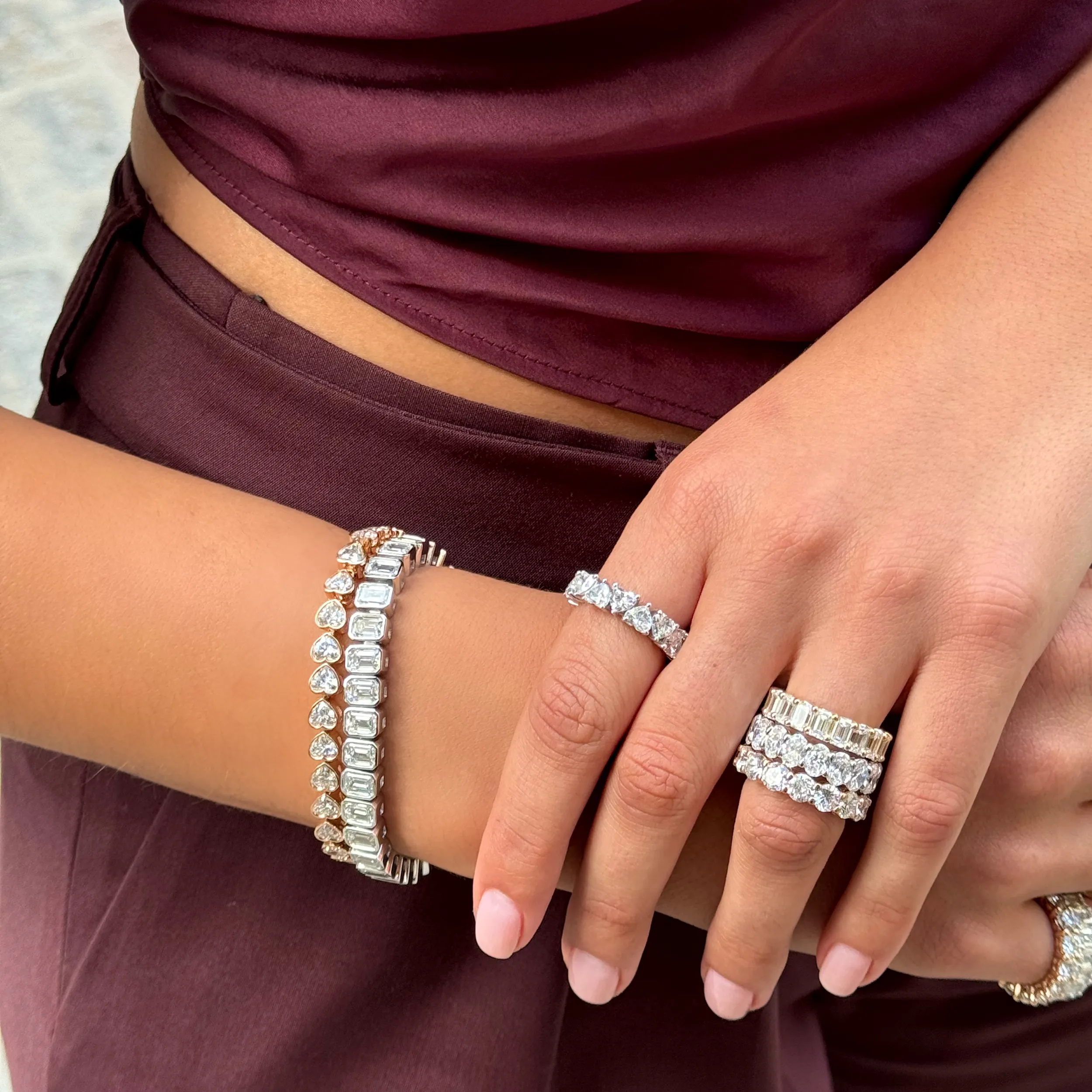 Bezel-Set Heart Diamond Bracelet