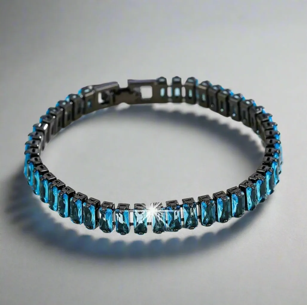 Blue Zircon Black Tennis Bracelet