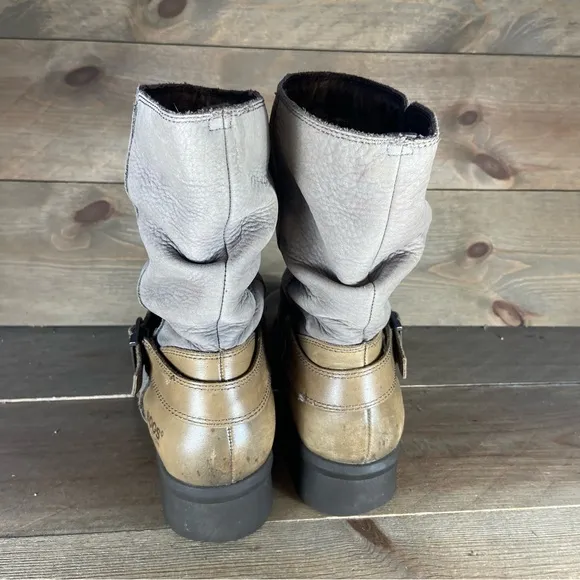 Bogs Carly mid Womens size 7.5 shoes brown leather heel pull on boots