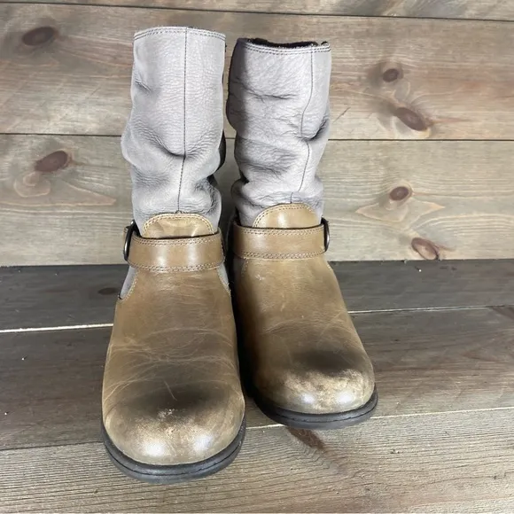 Bogs Carly mid Womens size 7.5 shoes brown leather heel pull on boots