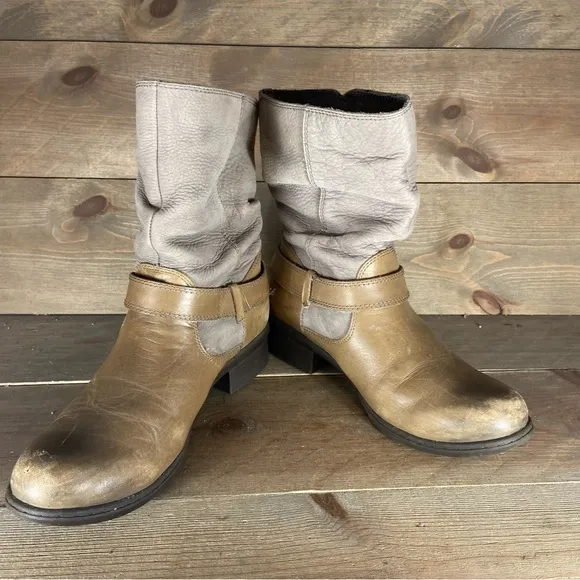 Bogs Carly mid Womens size 7.5 shoes brown leather heel pull on boots