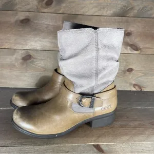 Bogs Carly mid Womens size 7.5 shoes brown leather heel pull on boots
