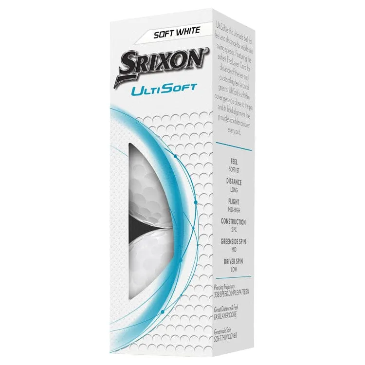 Bolas de golf Srixon UltiSoft blancas, paquete de 12