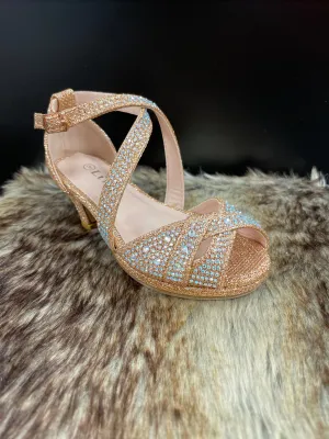 Brisa Rose Gold Rhinestone Girls Shoes