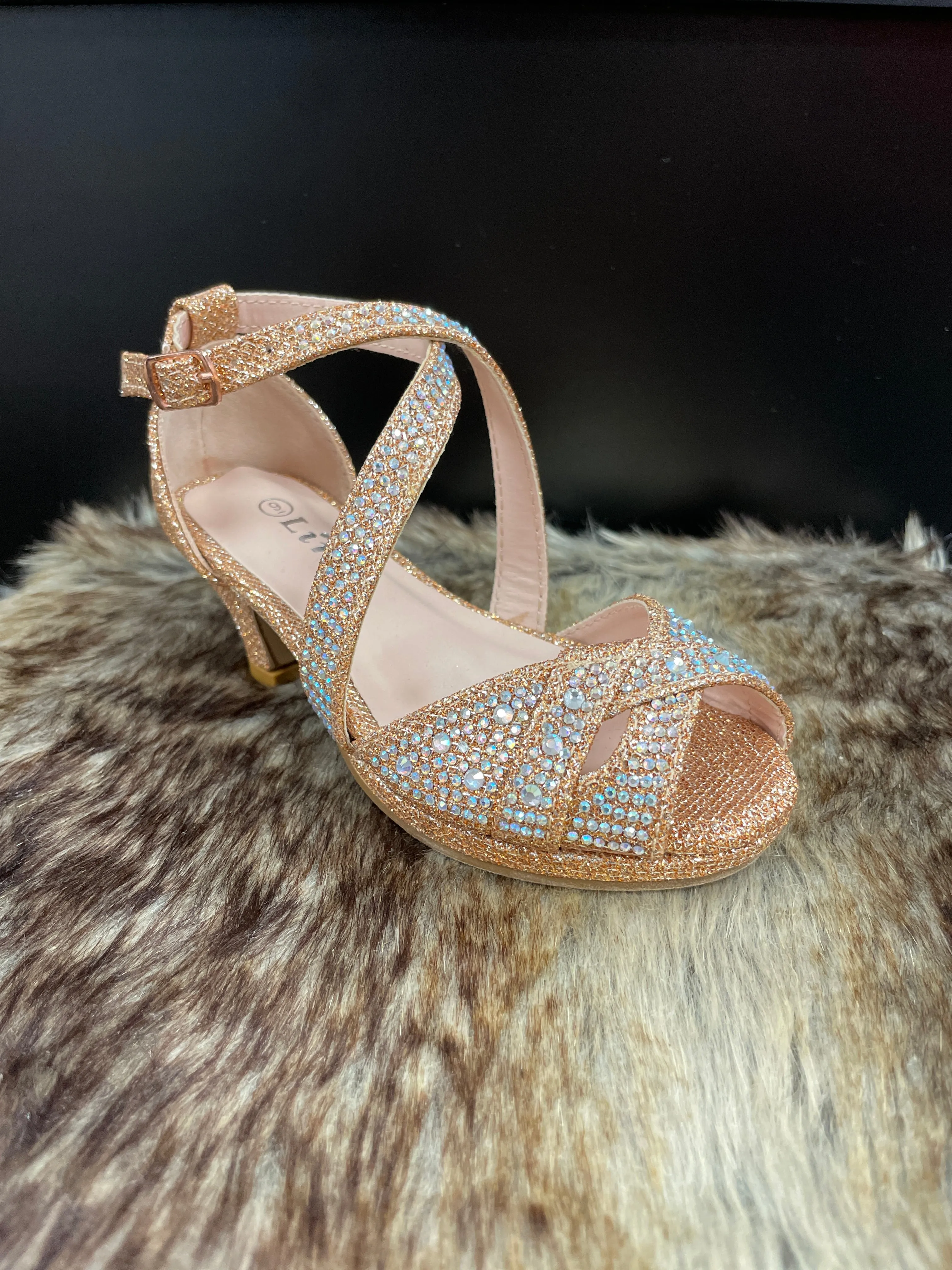 Brisa Rose Gold Rhinestone Girls Shoes