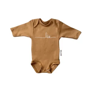 Cache-couche personnalisé PRÉNOM - caramel à manches longues (tailles NB et 6M)