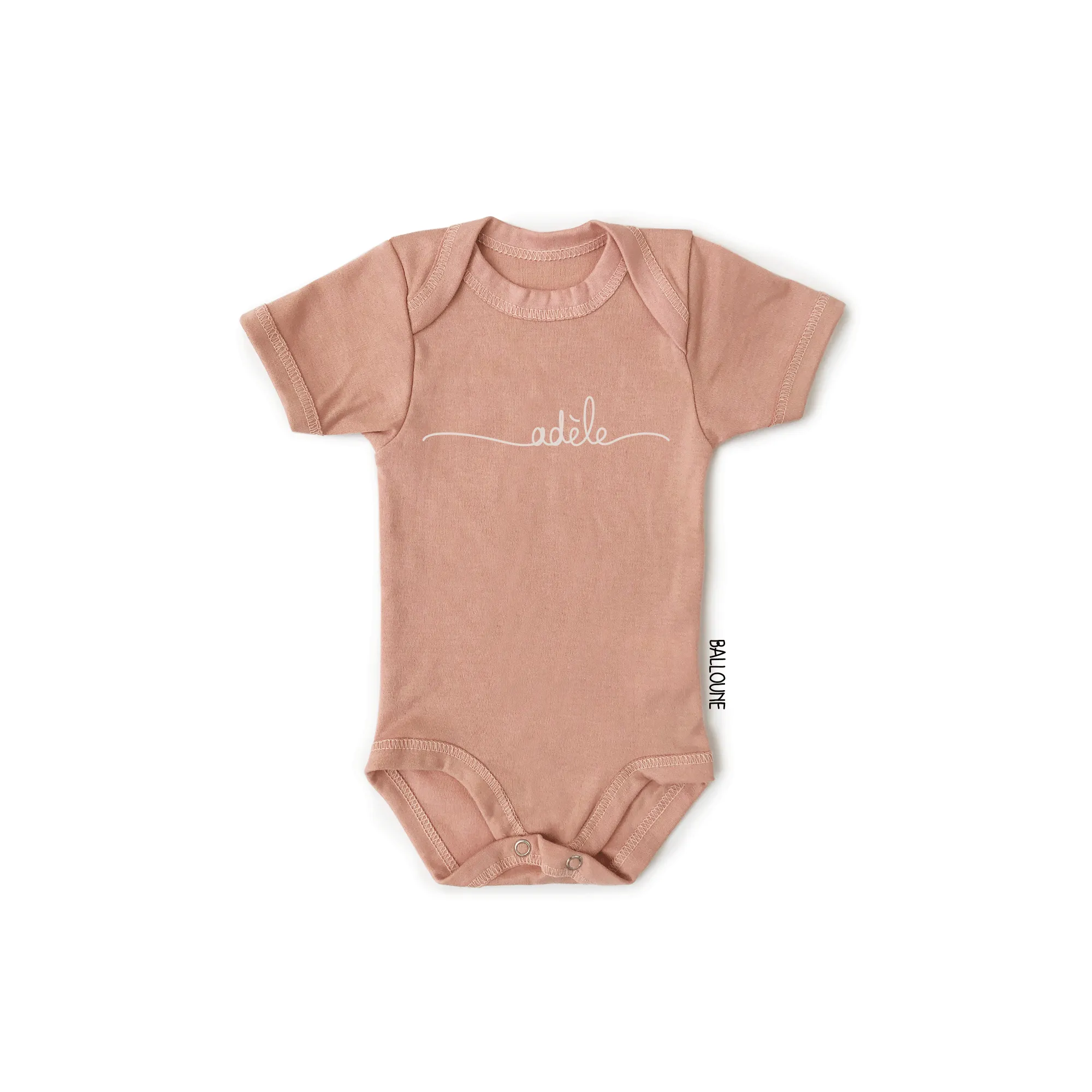 Cache-couche personnalisé PRÉNOM - rose blush à manches courtes