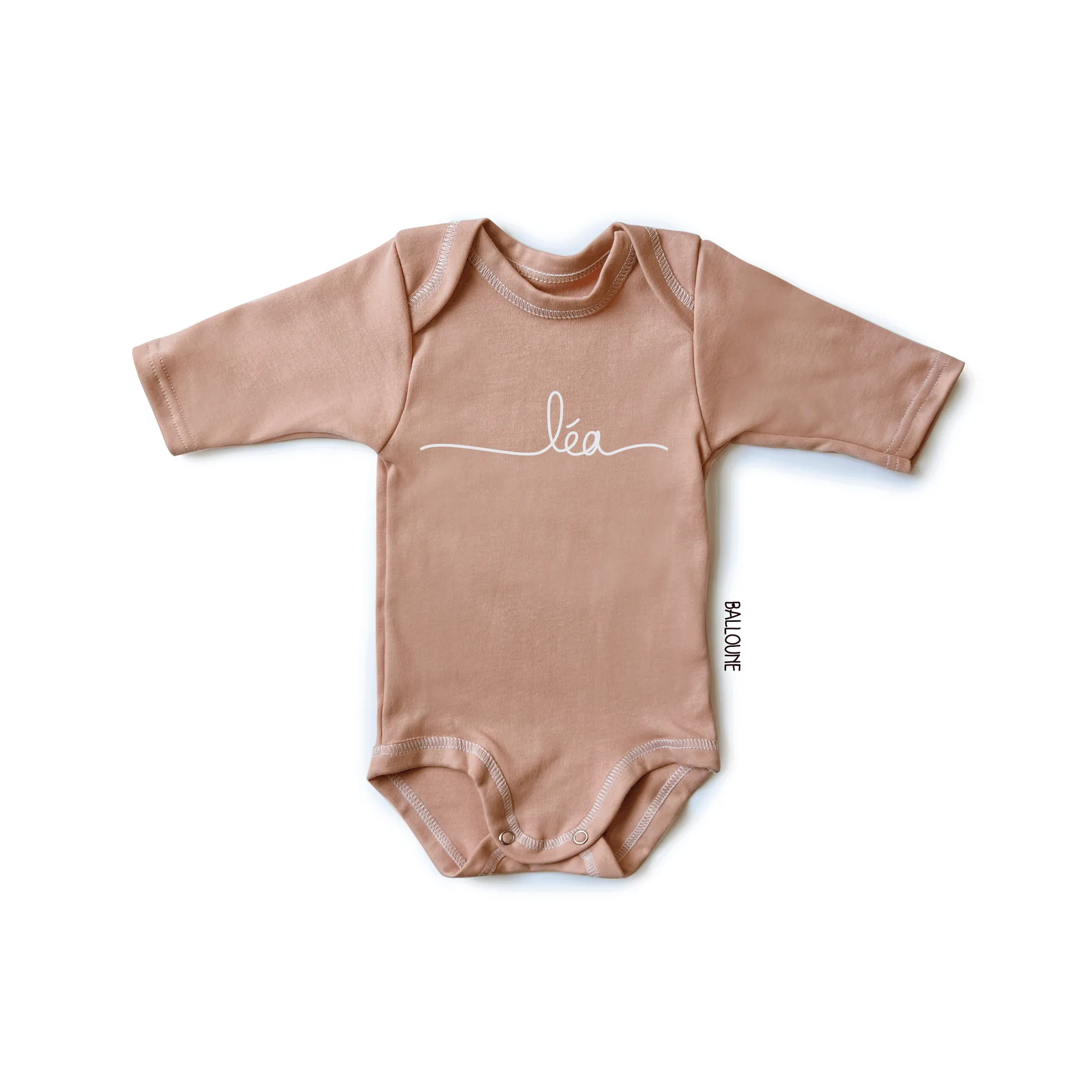 Cache-couche personnalisé PRÉNOM - rose blush à manches longues