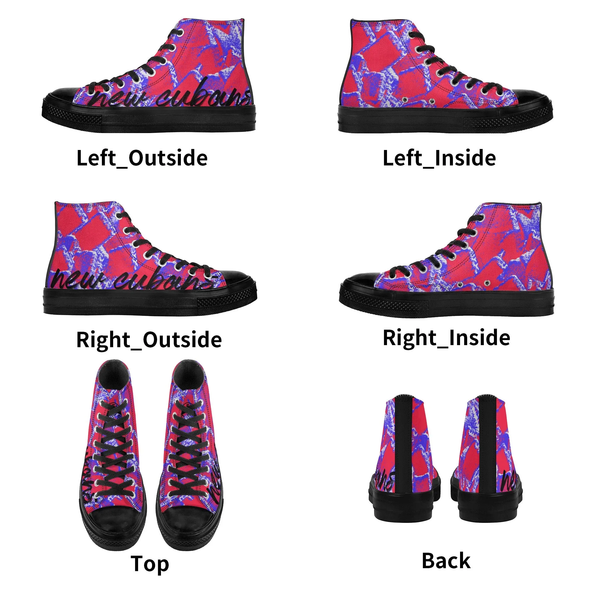 Camo-Flash Mens Classic Black High Top Canvas Shoes