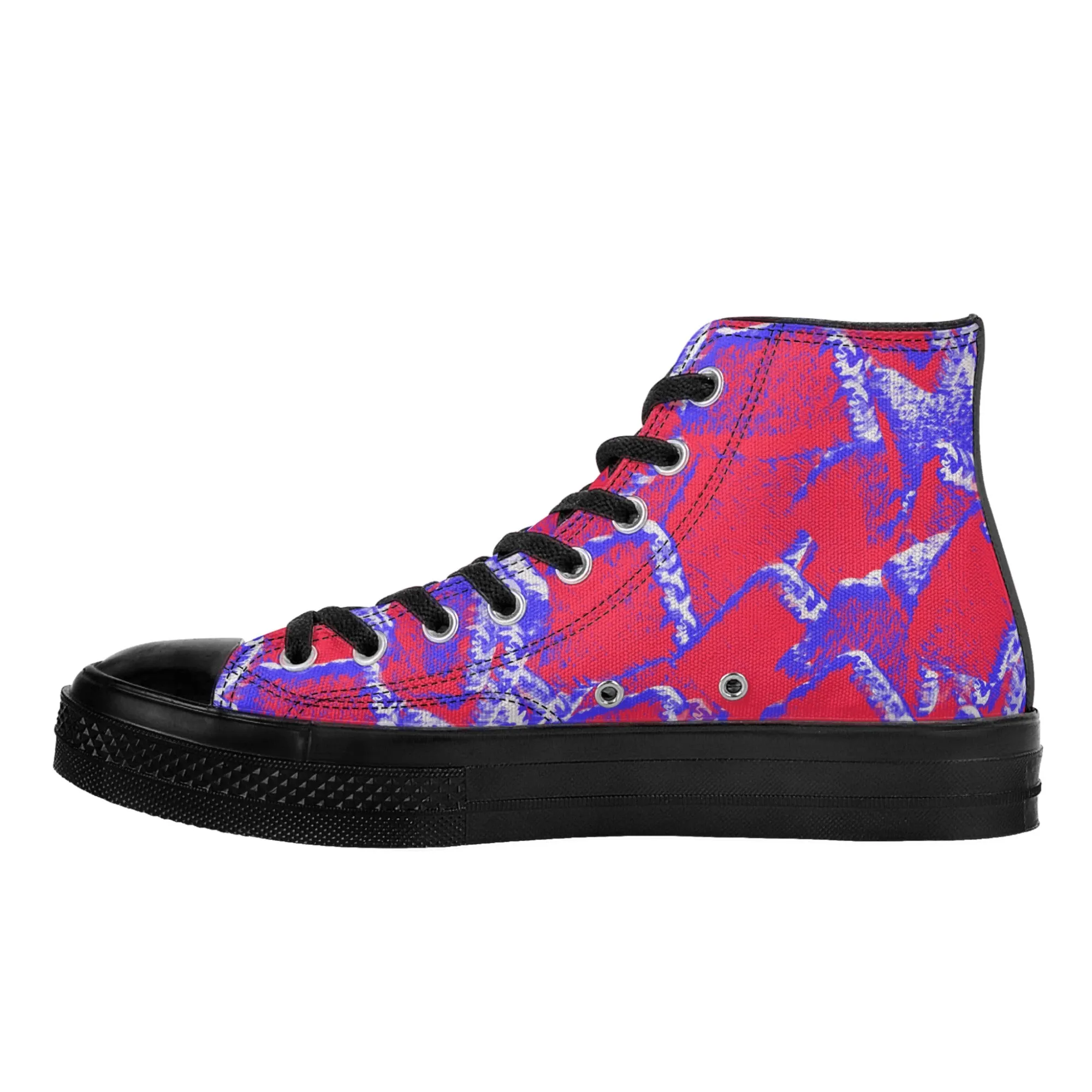 Camo-Flash Mens Classic Black High Top Canvas Shoes