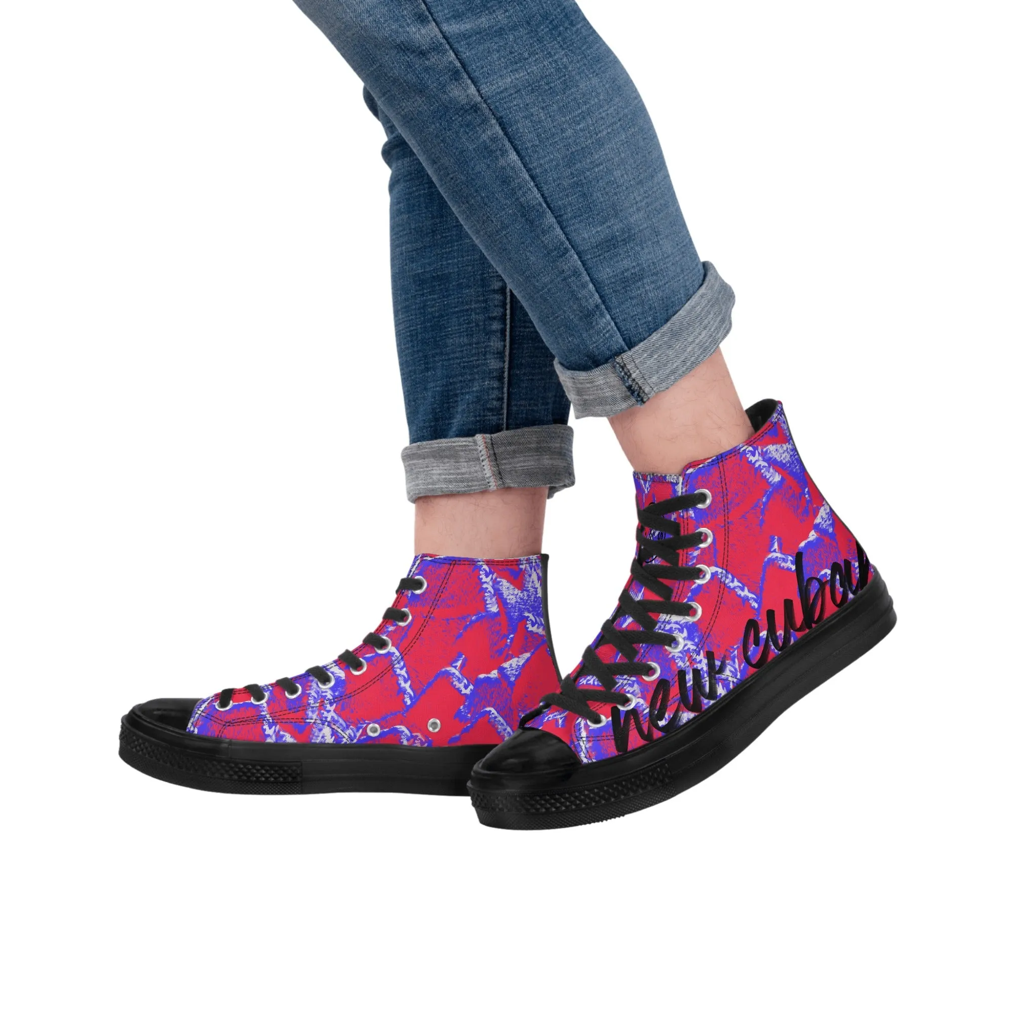 Camo-Flash Mens Classic Black High Top Canvas Shoes