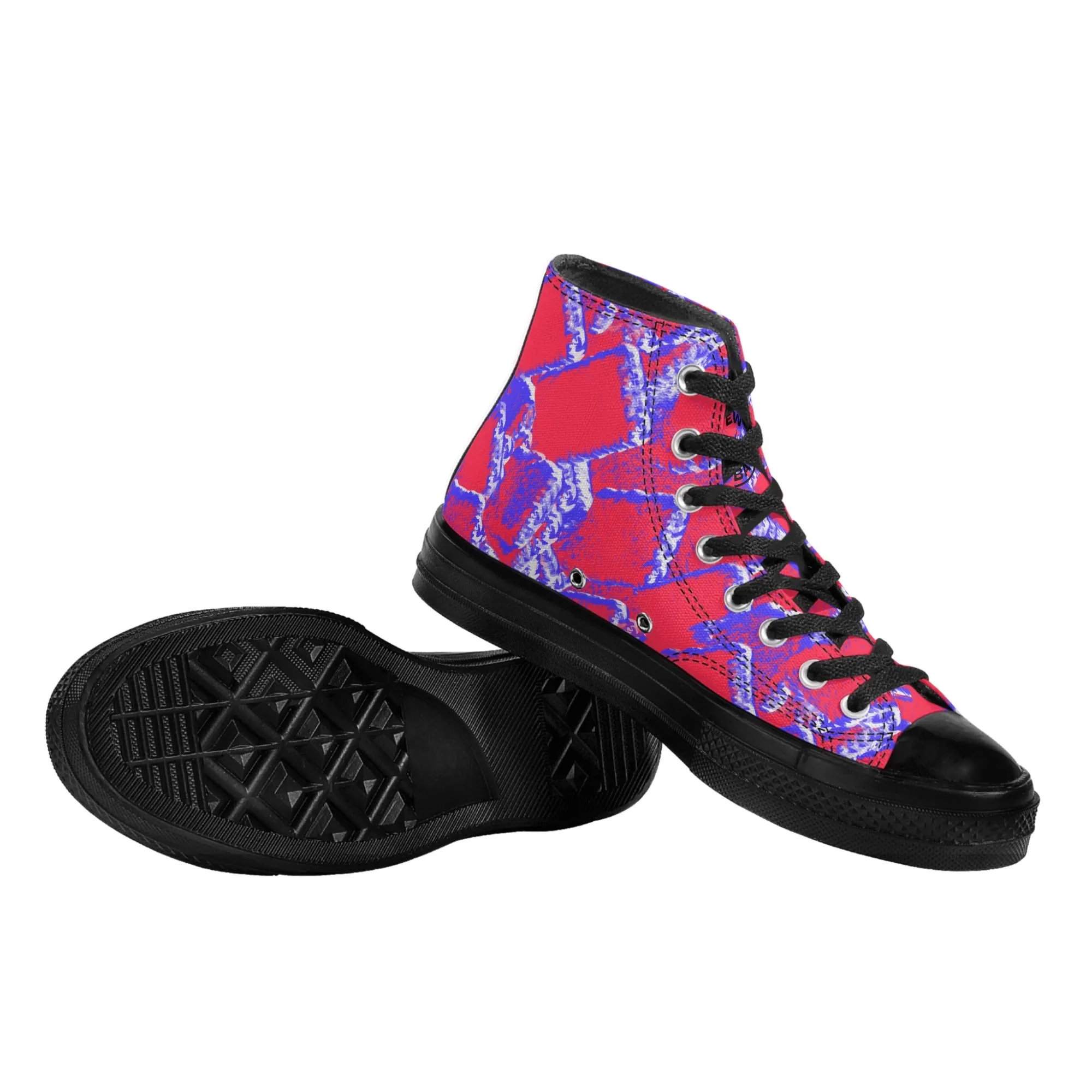 Camo-Flash Mens Classic Black High Top Canvas Shoes