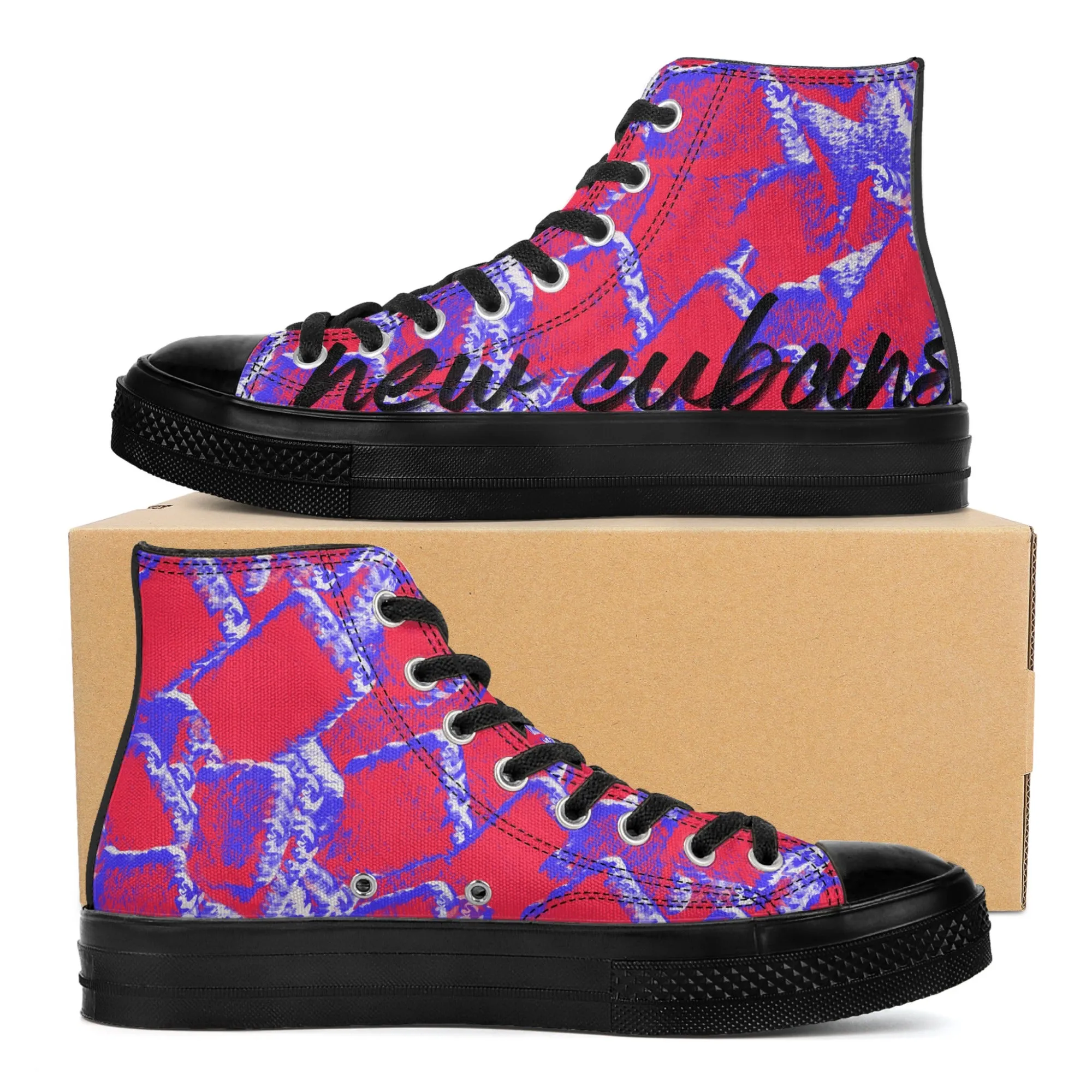 Camo-Flash Mens Classic Black High Top Canvas Shoes