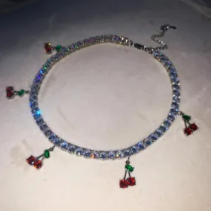 CHerry tennis choker ,(FREE! BUY ONE GET ONE FREE ,ADD 2 TO CART) cz tennis cherry  necklace , bling iced cherry  necklace, cherry  necklace, cherry jewelry i