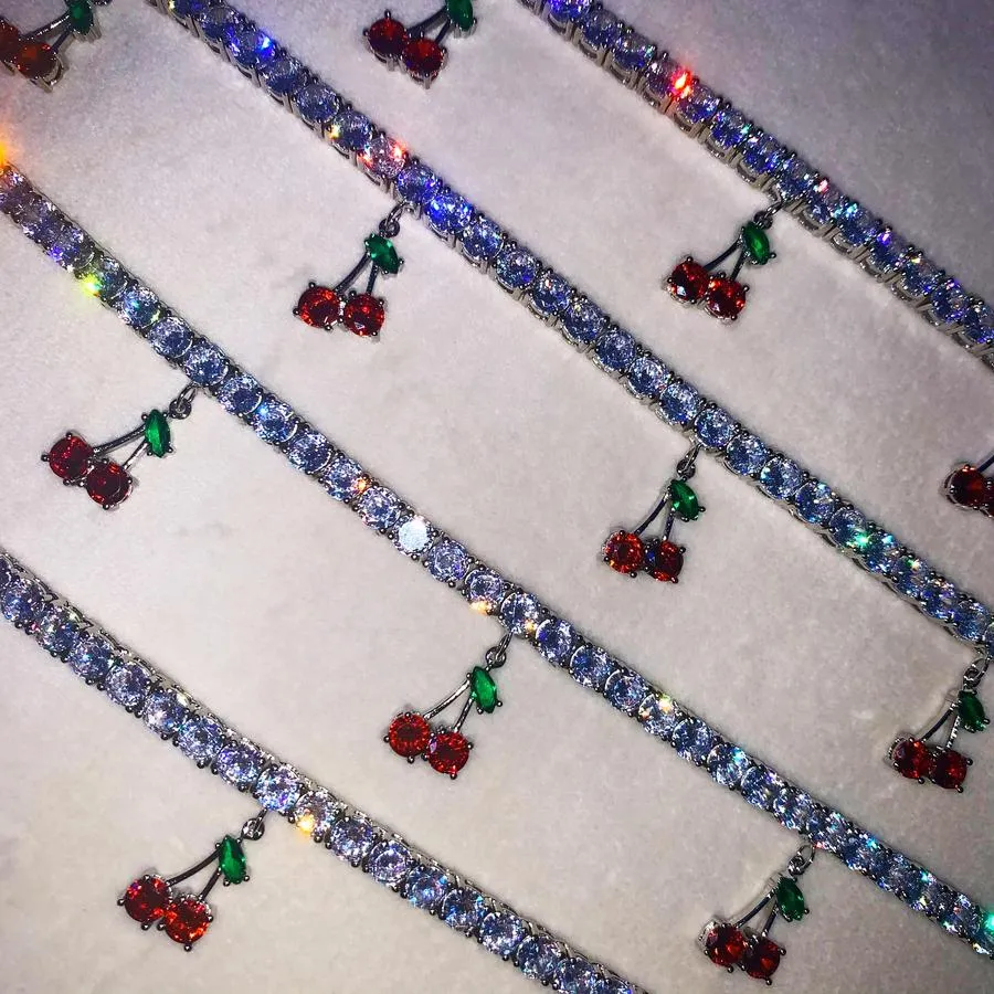 CHerry tennis choker ,(FREE! BUY ONE GET ONE FREE ,ADD 2 TO CART) cz tennis cherry  necklace , bling iced cherry  necklace, cherry  necklace, cherry jewelry i