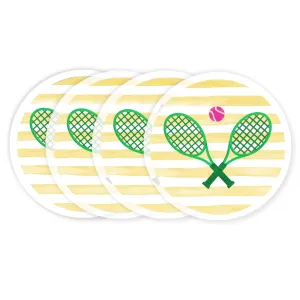 Coasters - Tennis On Yellow Stripes