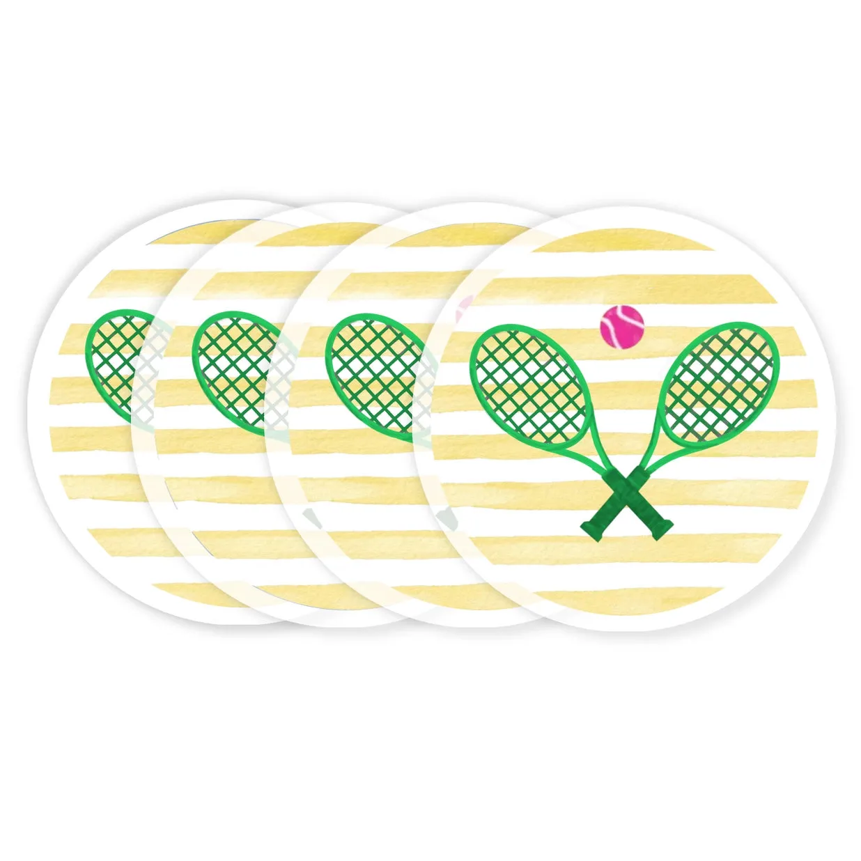 Coasters - Tennis On Yellow Stripes