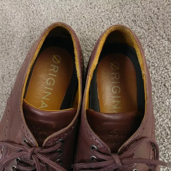 Cole Haan Grand Wingtip Mens Size 10 Shoes Brown Leather Oxford Lace Up Oxford