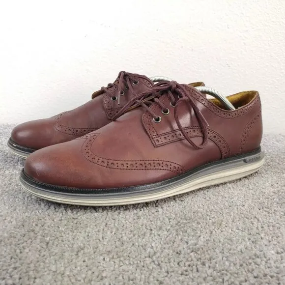 Cole Haan Grand Wingtip Mens Size 10 Shoes Brown Leather Oxford Lace Up Oxford