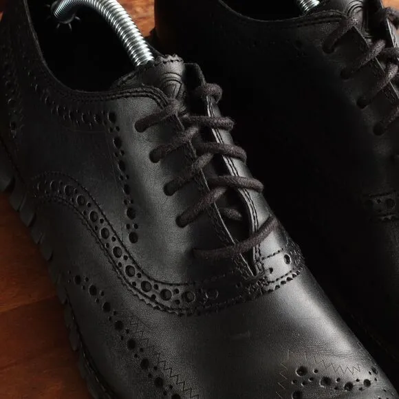 Cole Haan Oxfords Men SZ 11M BLK Leather Wingtip Zerogrand Dress Comfort C20719