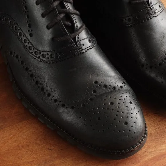 Cole Haan Oxfords Men SZ 11M BLK Leather Wingtip Zerogrand Dress Comfort C20719